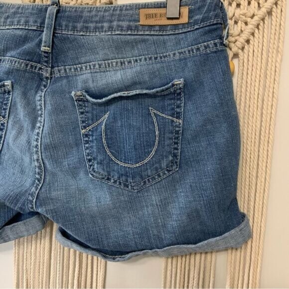 TRUE RELIGION Cassie Rolled Denim Jean Shorts Size 30 - Picture 6 of 16